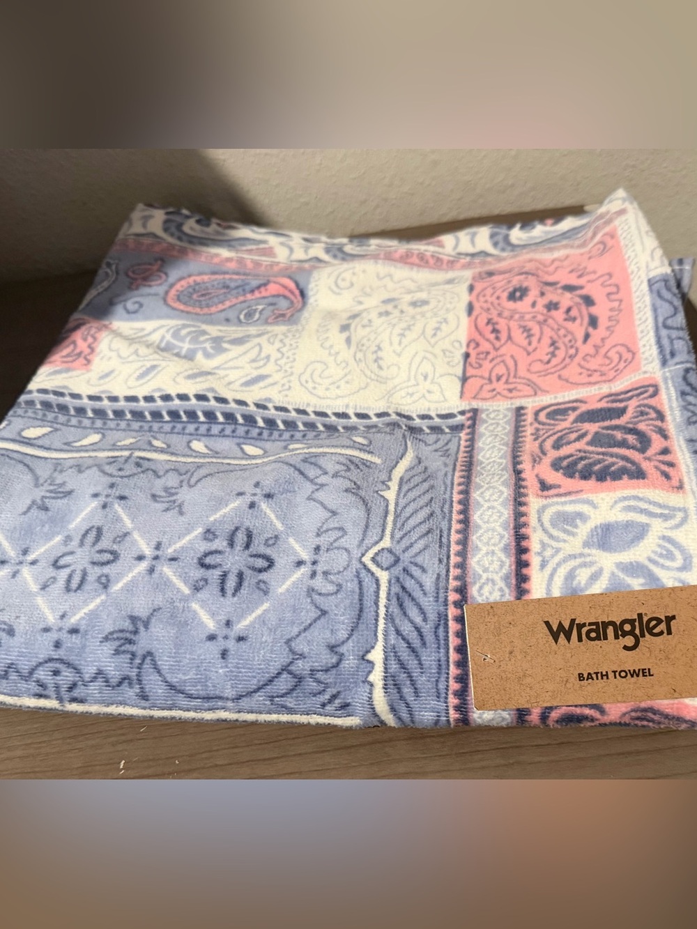 Wrangler Blue and Pink Paisley Patchwork Bath Towel